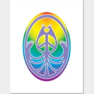 Peace, Love, and Peacocks (Rainbow w/Purple) Posters and Art